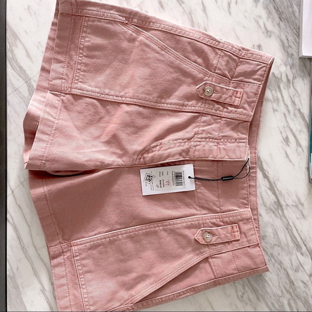 Reiss Pink High-Waist Cotton Shorts
